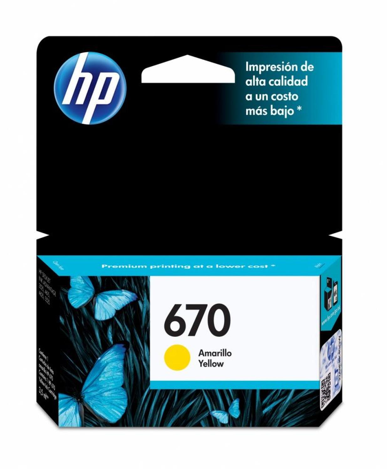 Cartucho HP 670 Amarillo, 300 Páginas