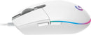 Mouse Gamer Logitech Óptico G203 LightSync, Alámbrico, USB, 8000DPI, Blanco