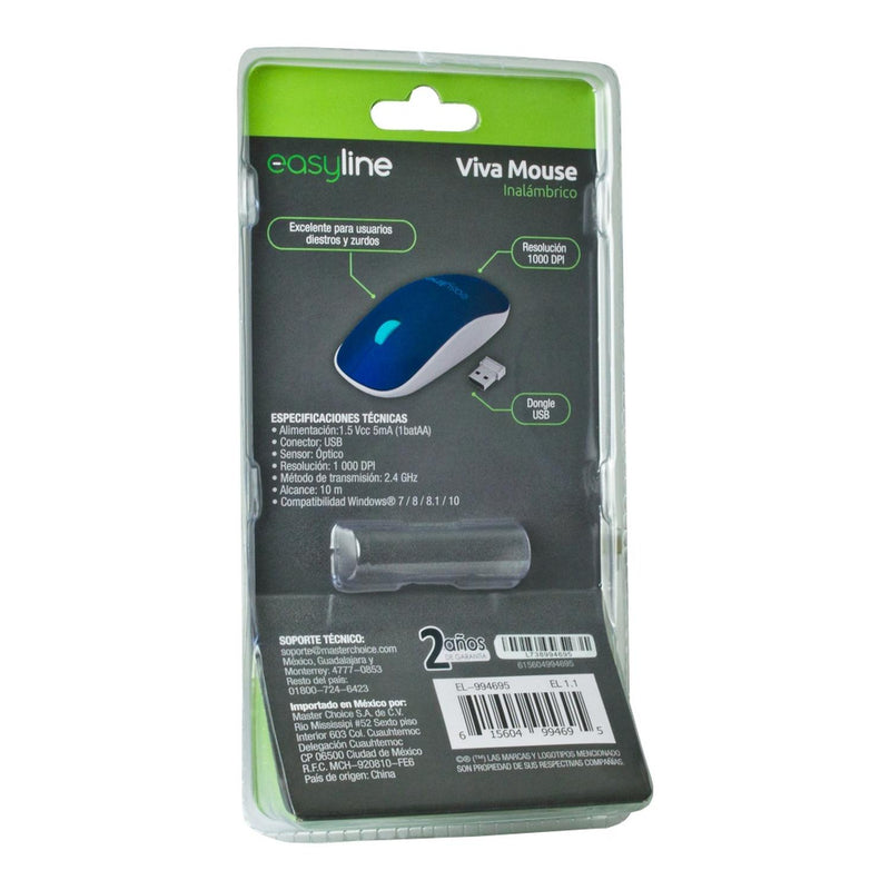 Mouse inalámbrico Viva Azul 1000 dpi/EL-995128