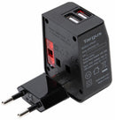 CyberPower Adaptador de Energía World Travel, Entrada 100 - 250V, 2x USB, Negro