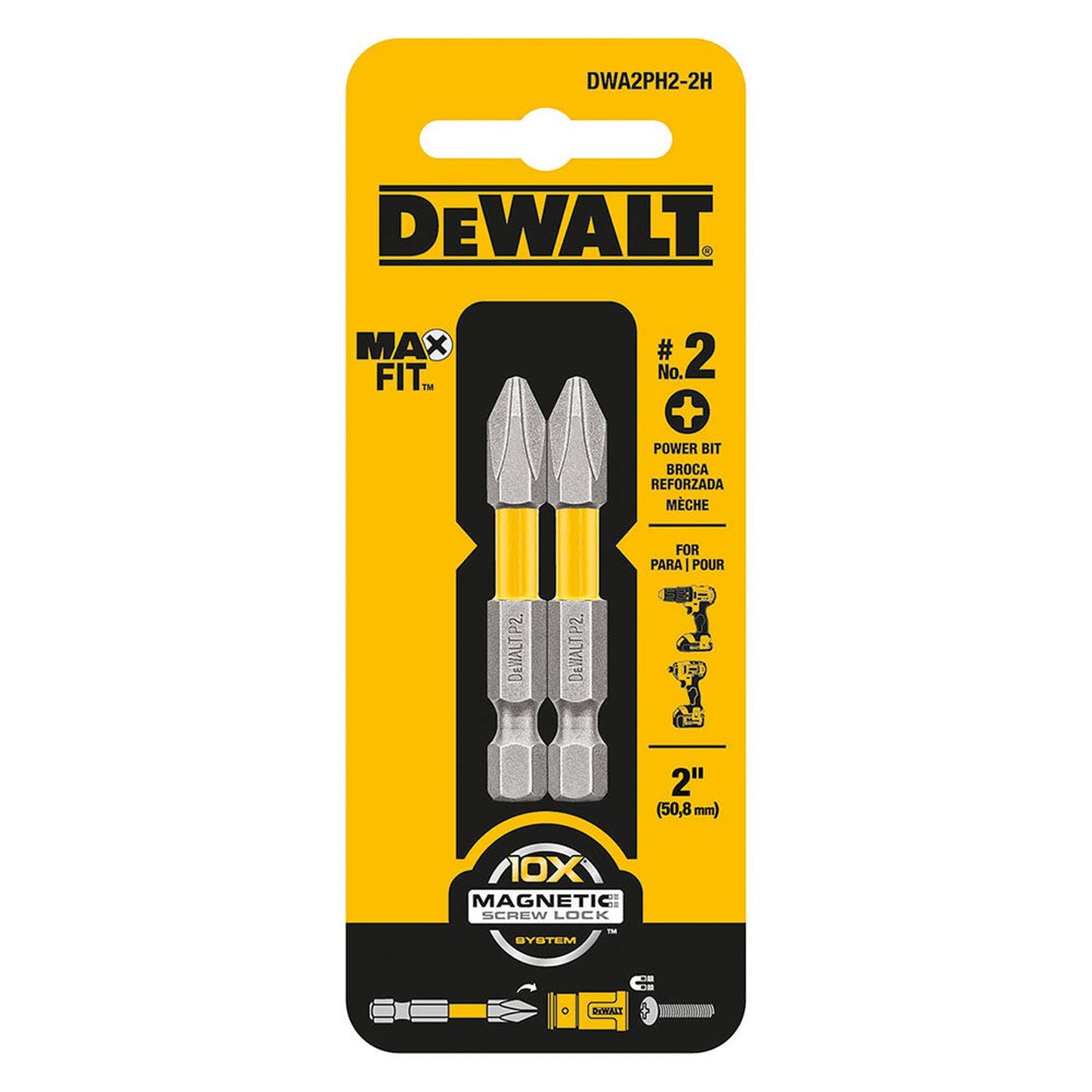 Juego de 2 puntas de cruz Phillips 2 pulg Dewalt Dwa2ph2 2h