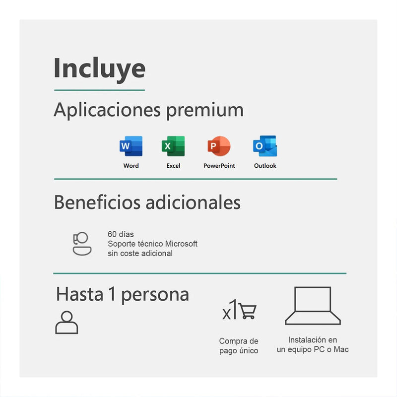 Microsoft 365 Hogar Y Empresas 2021 Digital 1 Equipo PC-MAC