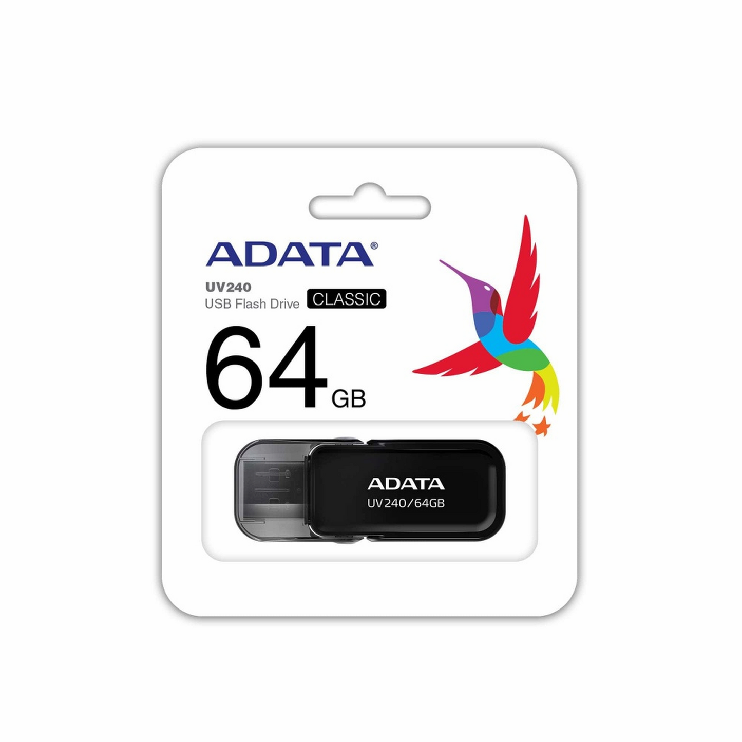 Memoria USB Adata UV240 64GB USB 2.0, Negro Con Tapa