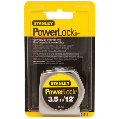 Flexómetro PowerLock de 3.5 m 12 pulg con botón de tranca