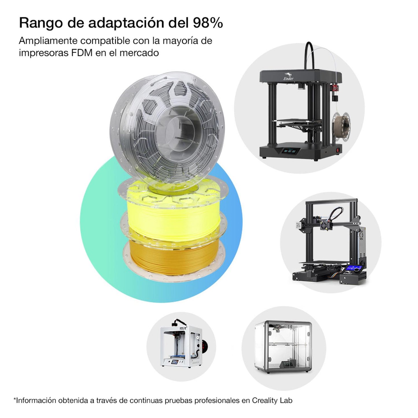 Filamento Creality CR-PLA Impresora 3D 1.75mm 1Kg Plata