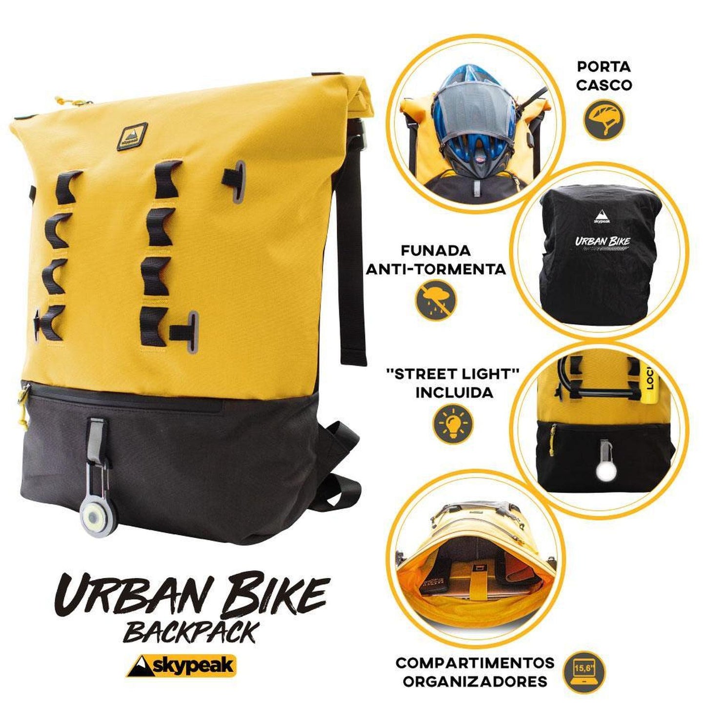 Mochila backpack Skypeak para Ciclista urbano de 15,6",tamaño Grande URB-115YL