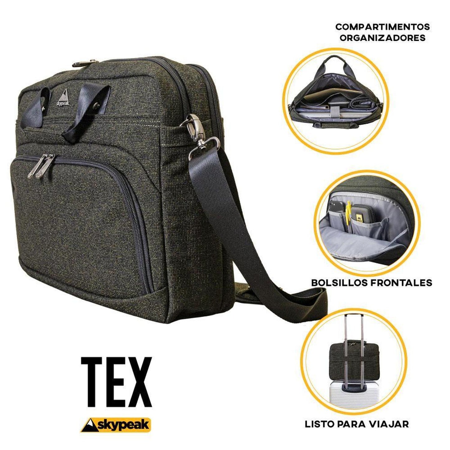 Maletín Skypeak para hombre o mujer para laptop u ordenador de 15,6” hasta 17” de uso diario y de of