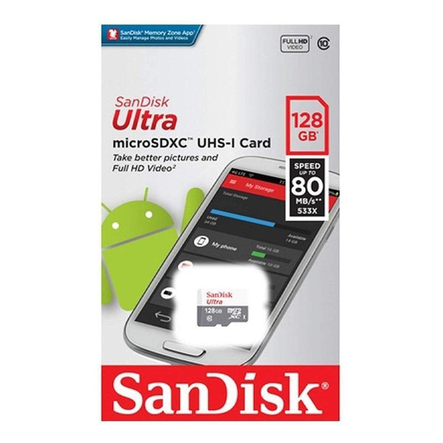 Memoria Micro Sd, Sandisk 128gb Ultra Clase 10