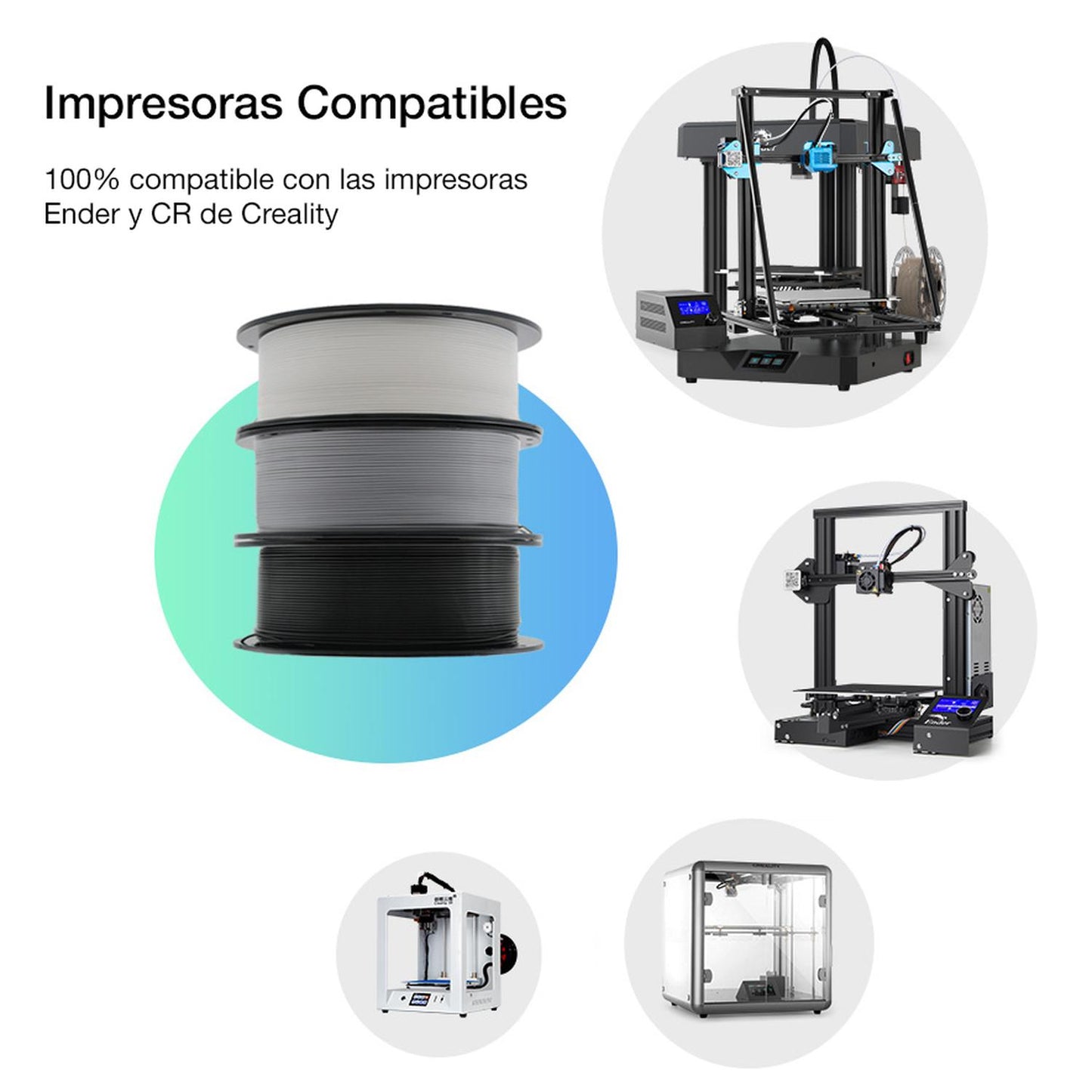 Filamento Creality HP ULTRA PLA Impresora 3D 1.75mm 1Kg Gris