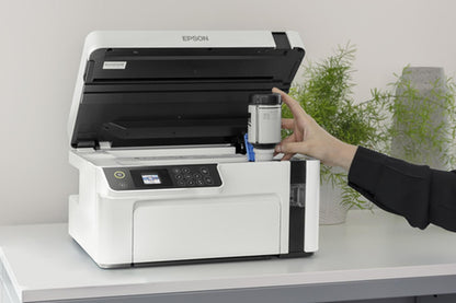 Impresora multifunción Epson EcoTank M2120 con wifi blanca