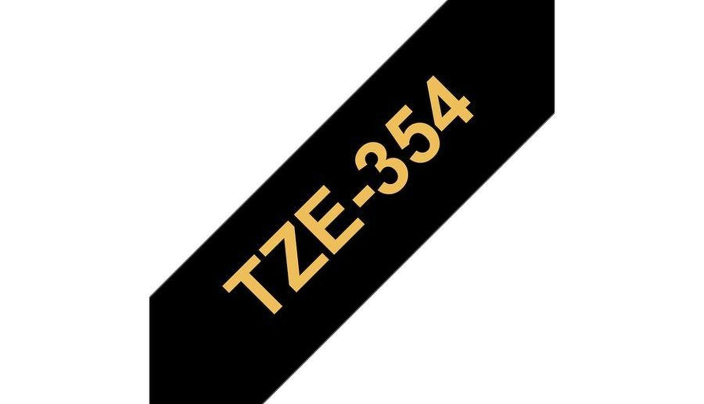 Cinta Brother TZE354 Oro sobre Negro, 24mm x 8m