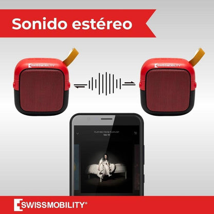 Kit 2 Bocinas Swissmobility Bluetooth Mini, Audio En Estereo