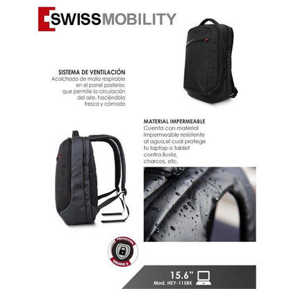 Backpack Para Laptop De 15.6 Swissmobility Hey-115bk