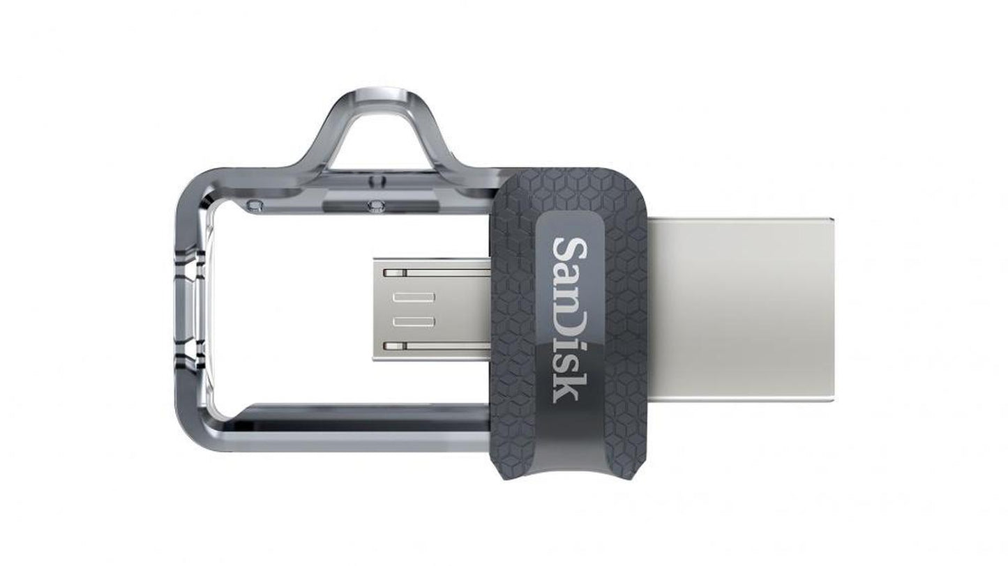 Memoria USB SanDisk Ultra Dual Drive M3.0, 64GB, USB 3.0, Gris